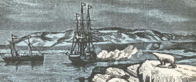  Nordenskiolds vessel Vega give salute the double Asia northernmost udde Kap Tjeljuskin in august 1878
